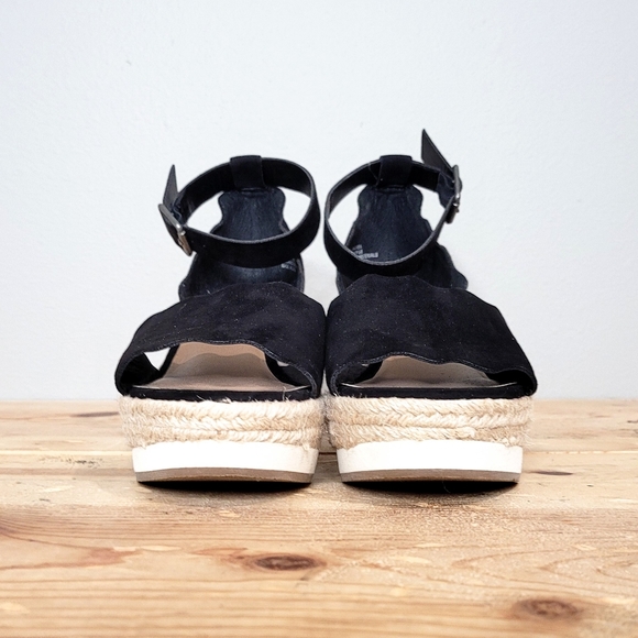 Vintage 78 Andrea Black Faux Suede Espadrille Wedge Sandals Size 6 NEW - Picture 3 of 12